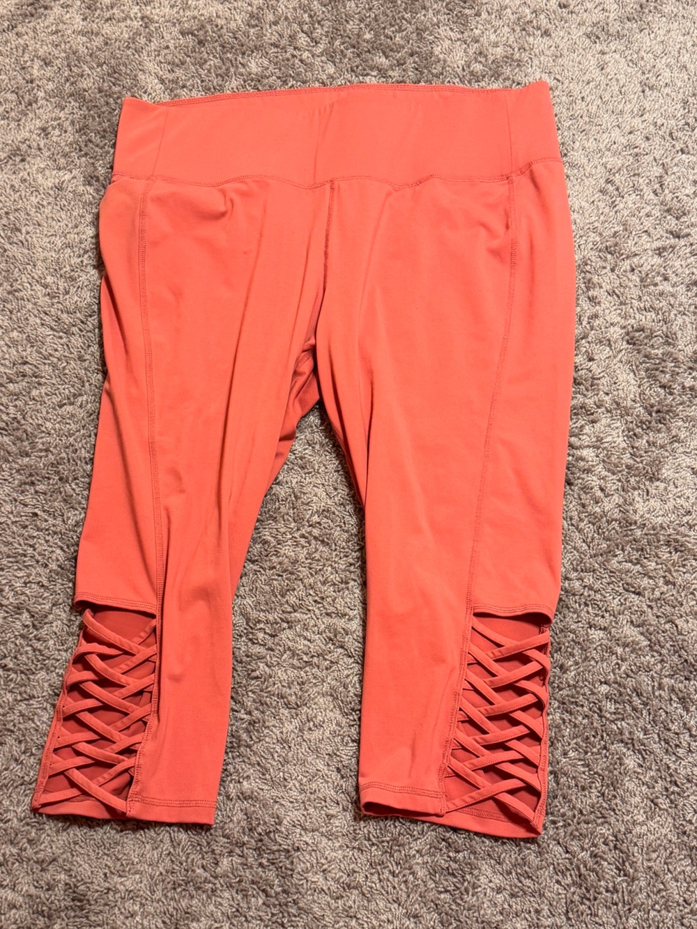 Livi Active Coral Capri Leggings with Crisscross Detail